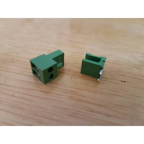 HT3.96mm 2p tekuk L terminal block 3.96mm connector 3.96 mm pair konektor green  2 pin right angle