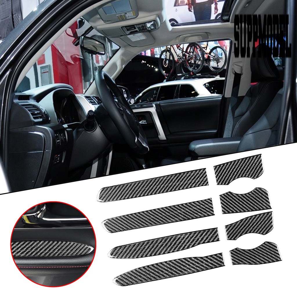 Suppmodelx 8Pcs Stiker Panel Pintu Mobil Toyota 4Runner 2010-2020 Bahan Karbon Fiber Tahan Panas