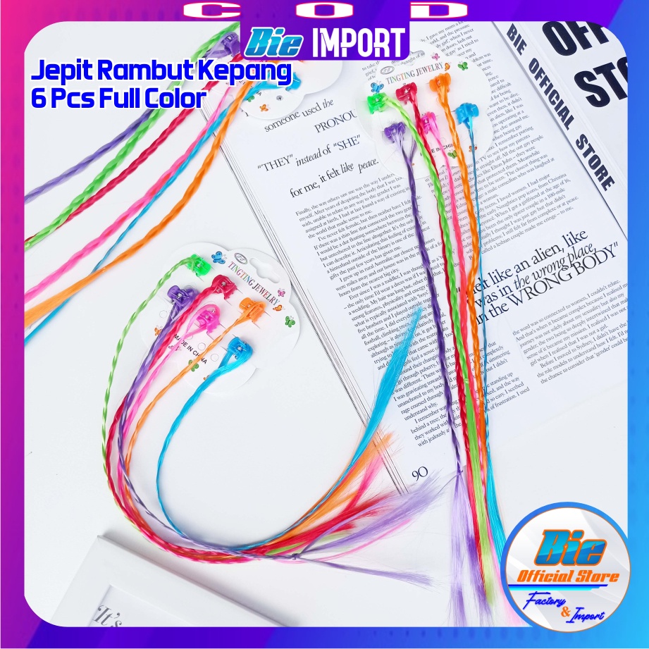 6 Pcs Jepit Rambut Kepang Warna-warni Impor Best Seller
