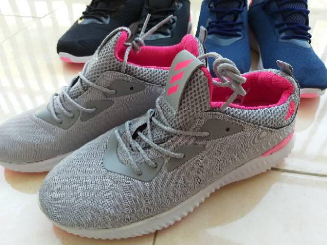 Sepatu Adidas Alphabounce 2.0 Grey Pink Import Vietnam Premium Sneakers Running Senam Fitnes Kado