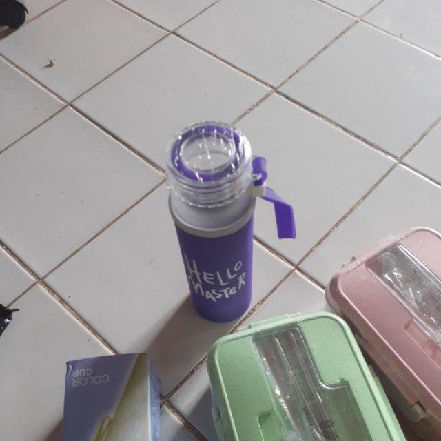 My Botlle Botol Minum Kaca hello Master + Free Sarung (480ml)