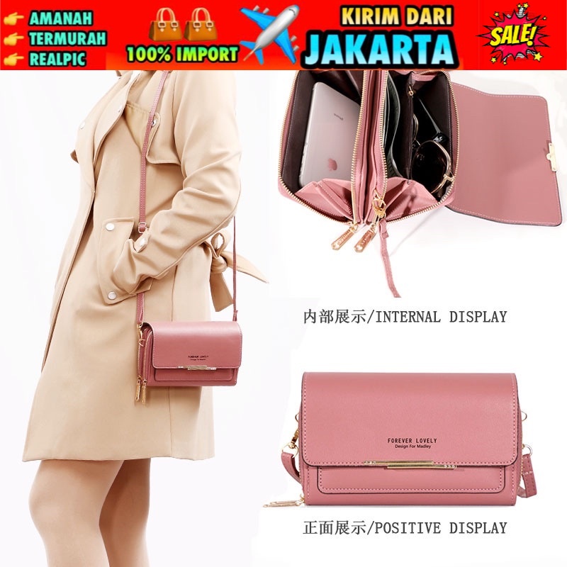 TI 3099 - TAS SELEMPANG HP BISA JADI DOMPET FOREVER LOVELY TAS WANITA IMPORT BATAM - H