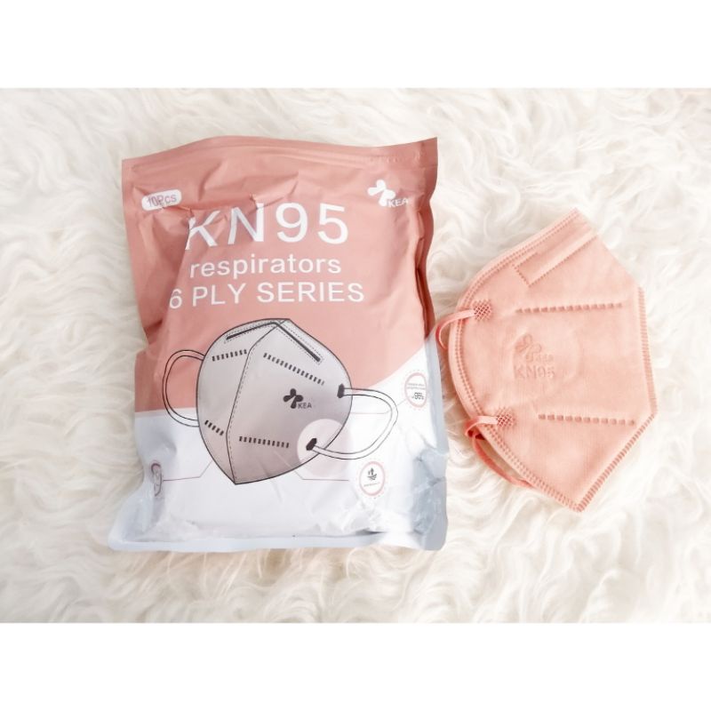 MASKER KEA KN95 RESPIRATORS 6PLY - DISPOSABLE MASK  WARNA PINK SALMON (PER PIECES)