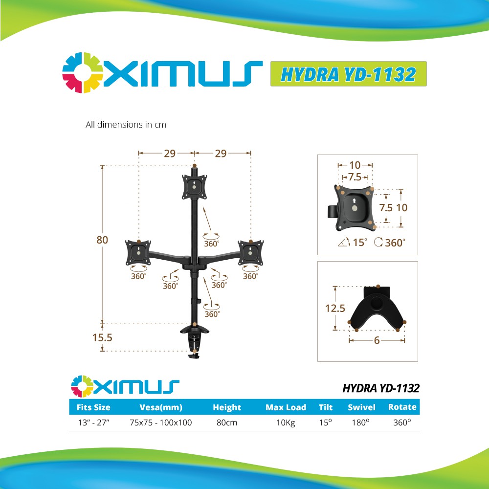 BRACKET LCD LED TV 13" - 27" OXIMUS HYDRA-YD1132