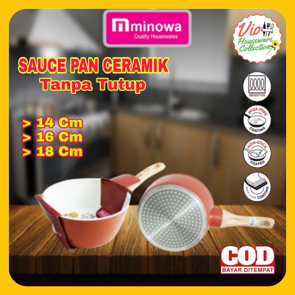 Minowa Yoshikawa Panci Keramik MPASI Bayi Yang Aman 14 - 18cm / Sauce Pan Marble Anti Lengket / Panc
