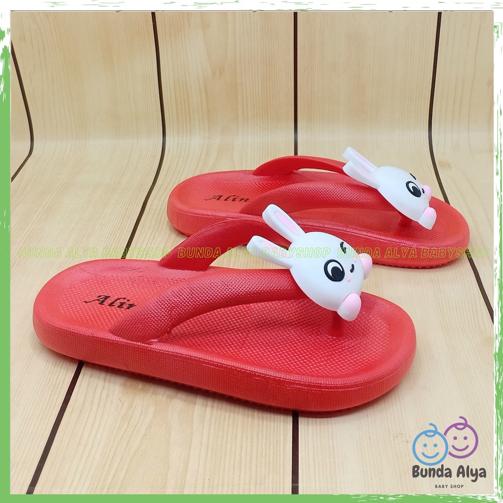 Sendal Jepit Anak Perempuan IMPORT Usia 5 Sampai 7 Tahun Bunny MERAH Premium Empuk - Sandal Jepit Anak Cewek Karet Elastis Anti Licin Kekinian Nyaman Dipakai Size 30-35