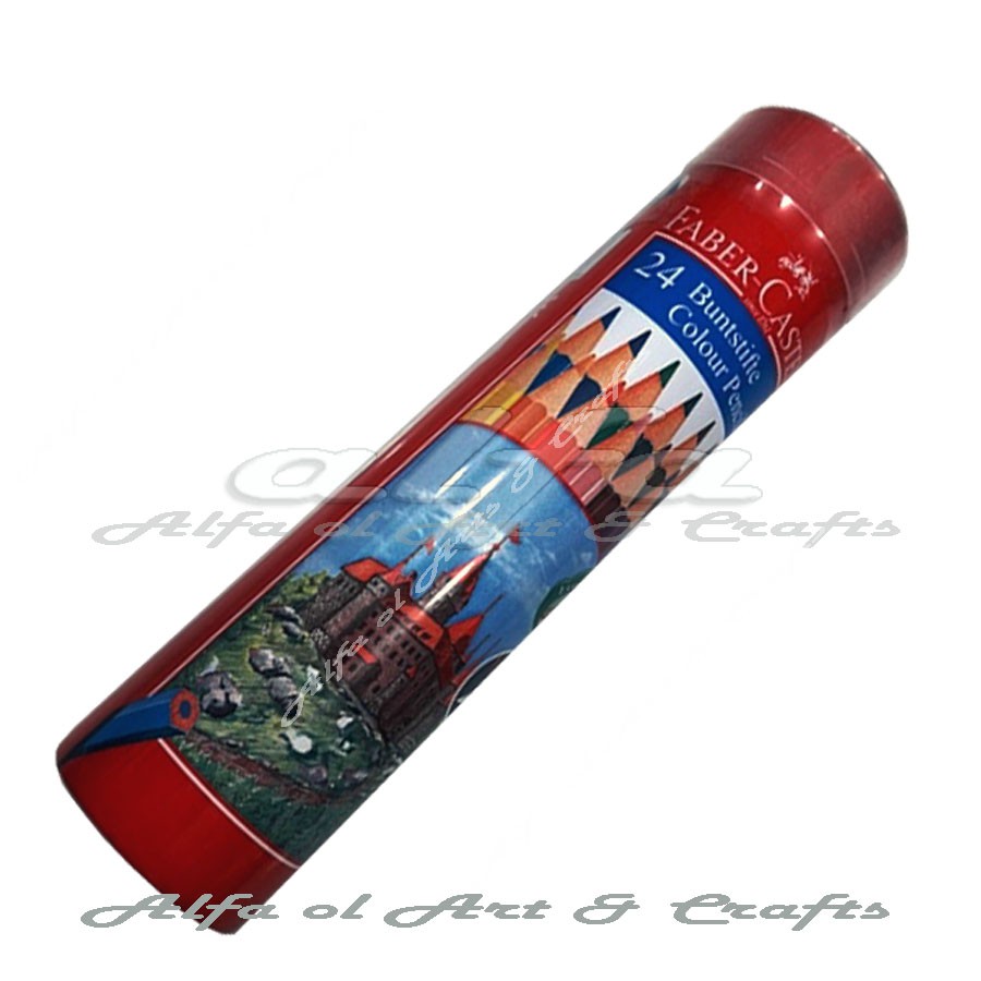 Faber Castell 24 Colour Pencils Round Tin - Pensil Warna Kaleng Tabung 24C
