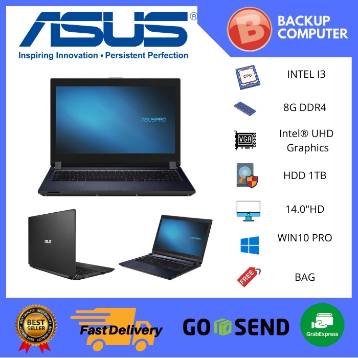 ASUS P1440FA FQ2693R I3 10110 4GB 1TB W10PRO 14.0 3YR GRY