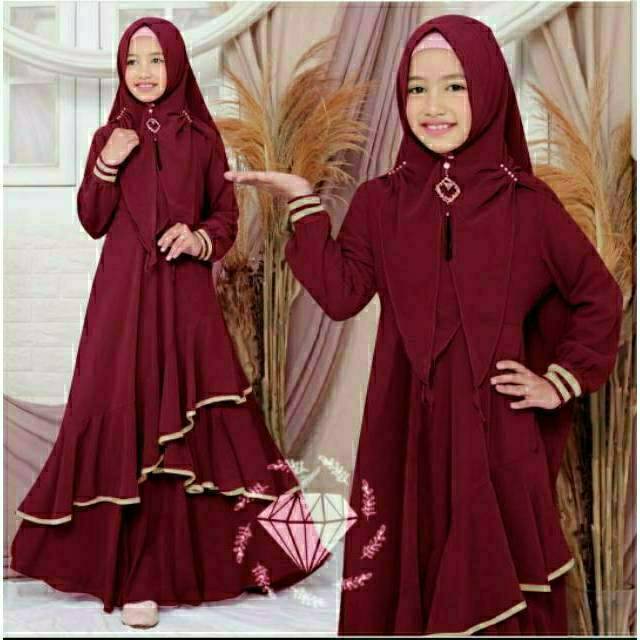 SYARI RAVINDRA KID, MOSCREPE, GAMIS HIJAB MUSLIM, DRESS