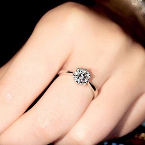 Hu Hu Hu Hu Hu Alat Bantu Pasang Kacamata♡ Cincin Lapis Silver Dengan Batu Zircon Bulat Besar Mewah Untuk Wanita / Pernikahan / Pertunangan