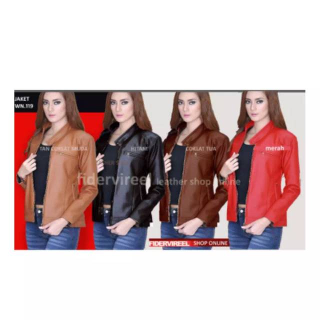 Premium jaket kulit wanita elegant brownie ARL 033 silver stone