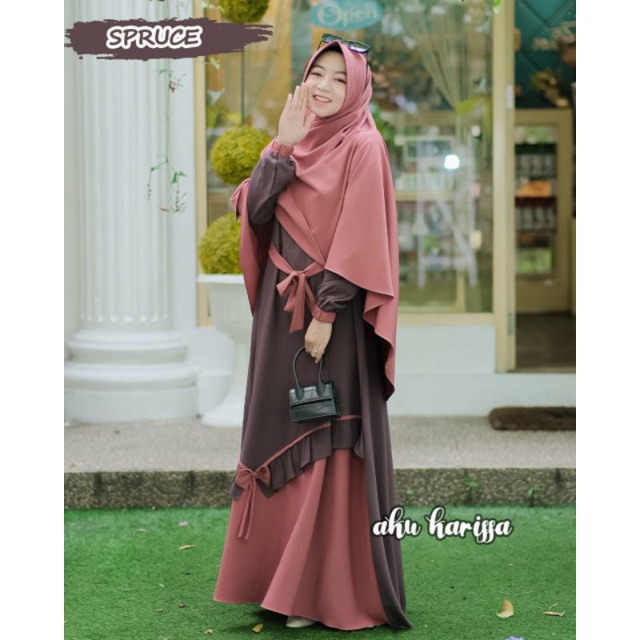 READY YUNISA SET SYAR'I AKU KARISSA ORI//GAMIS BEST SELLER WARNA BARU-Spruce
