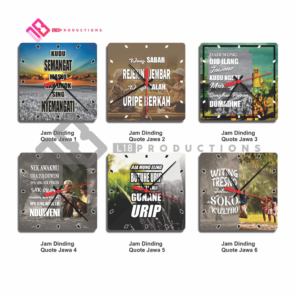 Jam Dinding Hiasan Pajangan Dekorasi Wall Decor Quote Jawa  Motivasi Kamar Shabby Chic Vintage