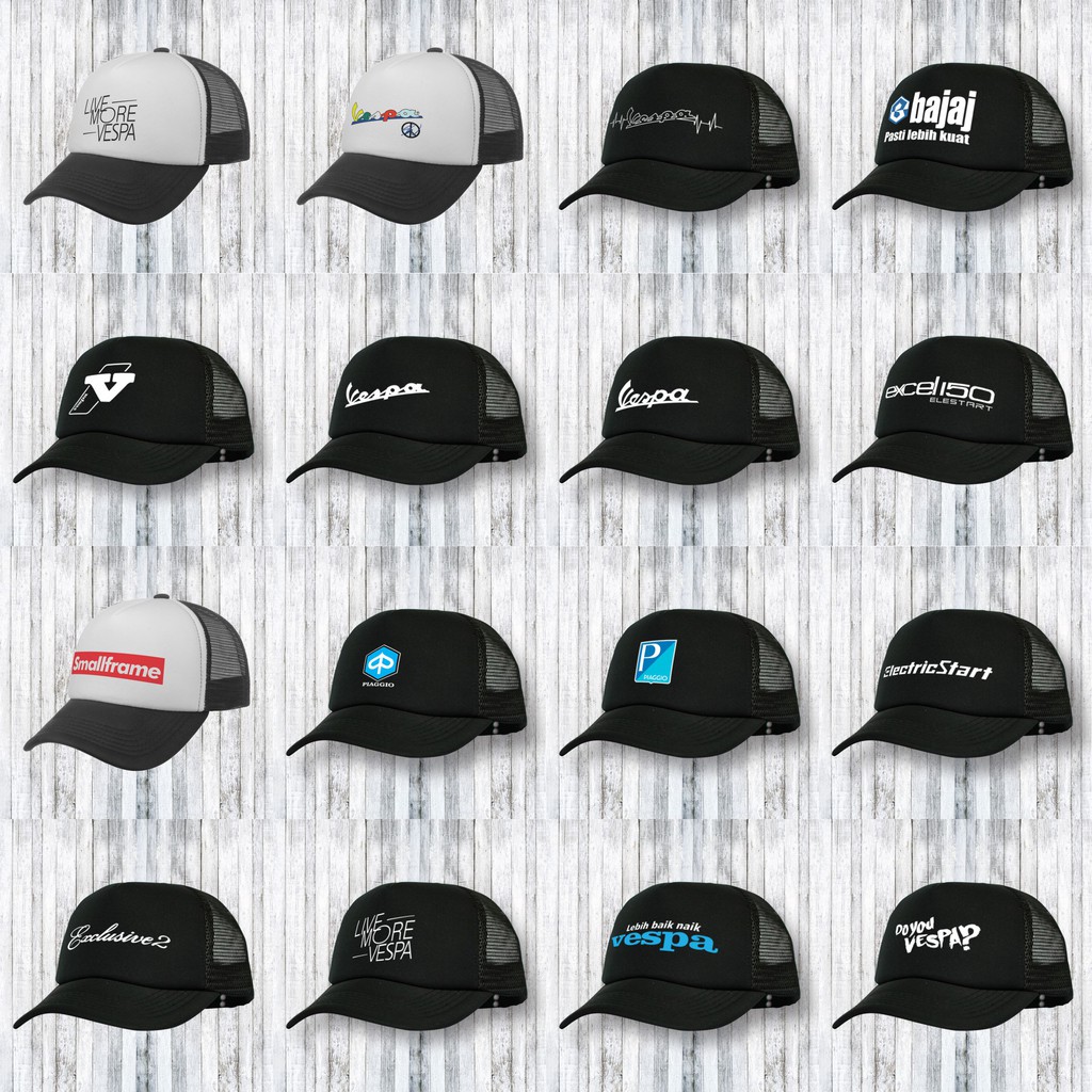 Topi Trucker Vespa / Topi Pria Vespa / Topi Custom