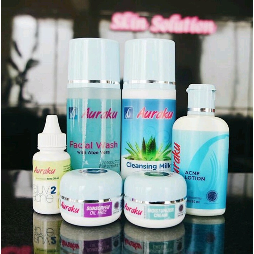 auraku skin solution skincare skin care paket kulit kombinasi jerawat berminyak oily kusam cream
