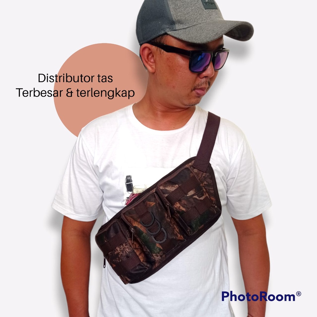 TAS TACTICAL WAISTBAG SAKU 3 CAMUFLAGE DADA-TAS PINGGANG-TAS DADA-TAS GUNUNG-TAS DOMPET