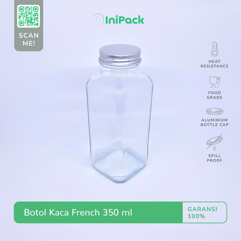 Botol Kaca Kotak 350 ML / Botol French 350 ML - Botol Kopi Minuman