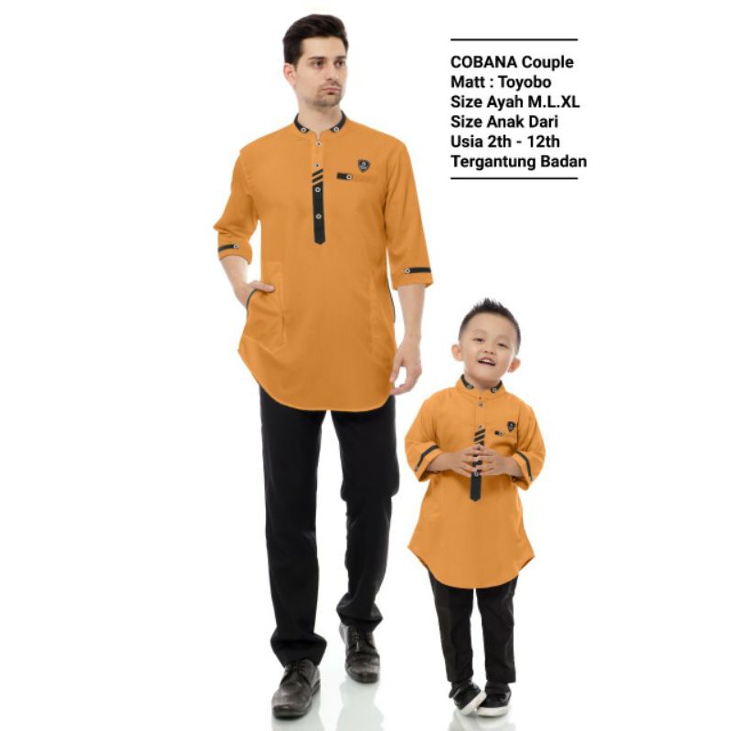 Baju Koko Kurta Couple Qurta Pakistan Ayah Anak Laki Laki Toyobo Kuning Putih Marun Koko Keluarga