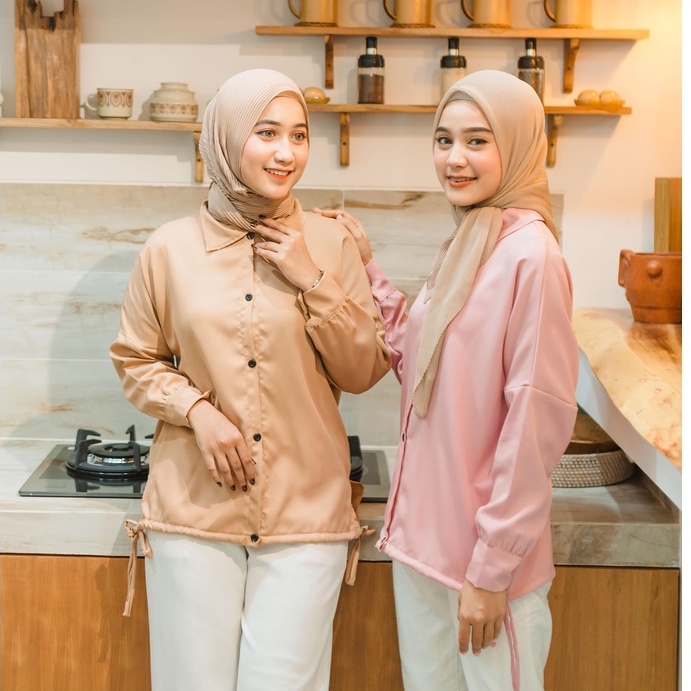 (MGA) KEMEJA ATASAN BLOUSE BECKA KERUT DAILY SHIRT OVERSIZE JUMBO