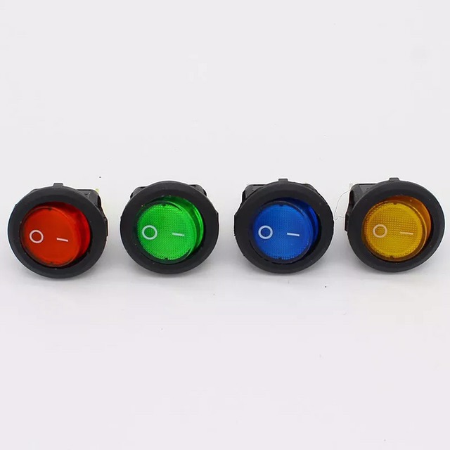 Saklar 220V Round Rocker Dot Boat LED Light Toggle Switch SPST ON/OFF