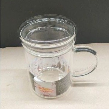 gelas teh kaca 400ml +saringan kaca