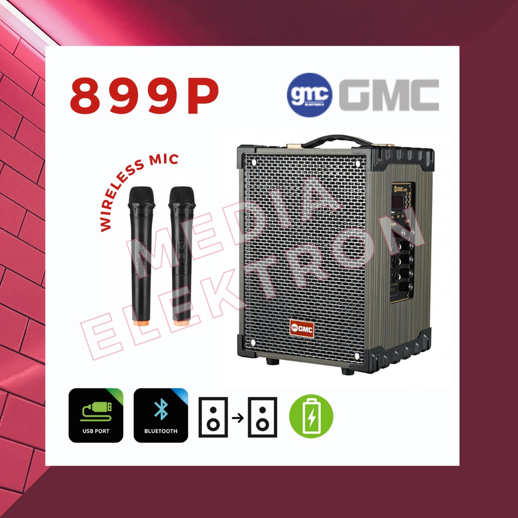 GMC SPEAKER 899P MULTIMEDIA BLUETOOTH WIRELESS MIC - BISA INPUT GITAR LISTRIK