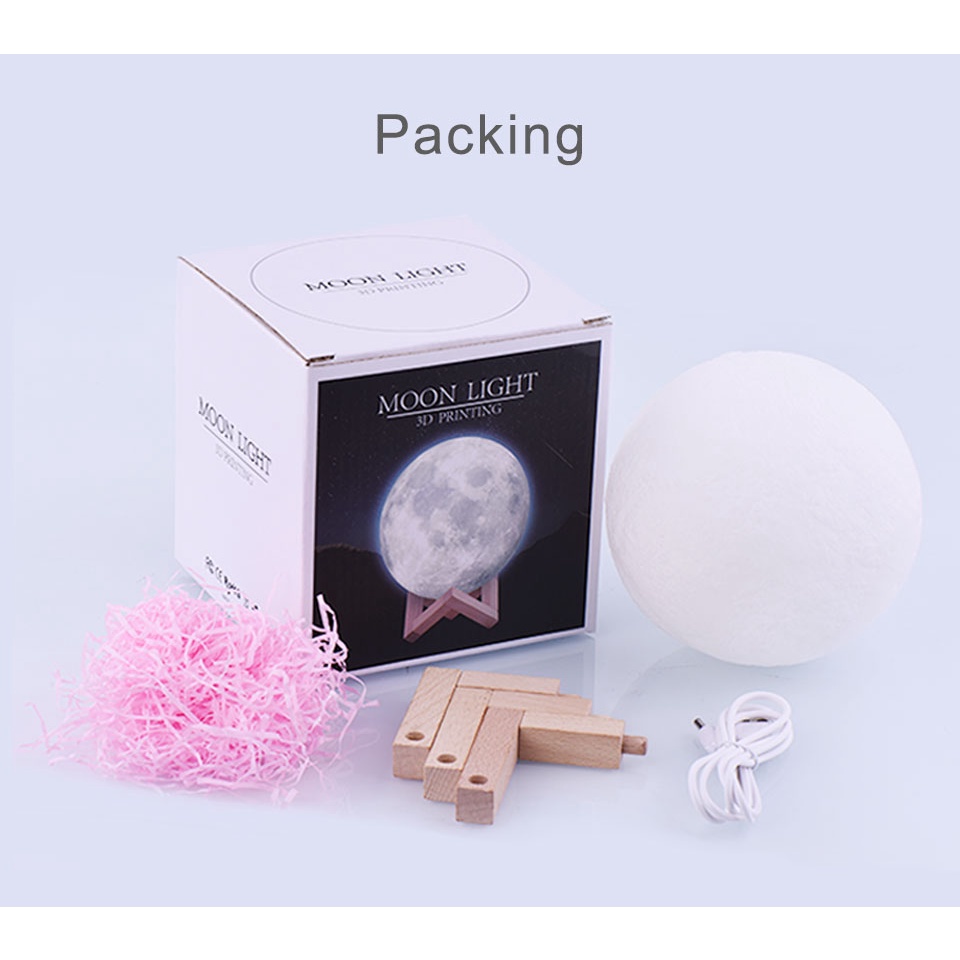 TaffLED Lampu Tidur 3D Printed Moon Night Light Table Lamp 12 cm - ROX-05