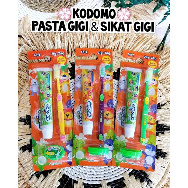 HARGA GROSIR KODOMO ZIGZAG 3IN1 SIKAT GIGI ANAK + PASTA GIGI ANAK + MAINAN MOBIL LUCU