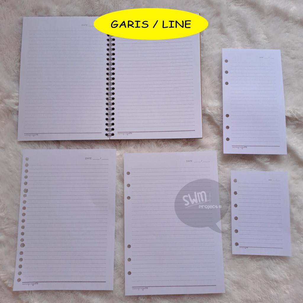 

[BUY10 FREE1] planner Putih Bergaris - notebook spiral refill loose leaf kertas isi binder filler A5 A6 A7 6ring