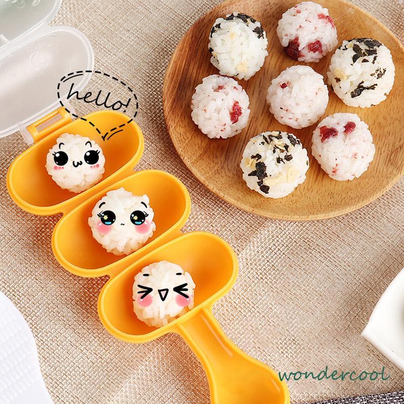 Bola Kecil Cetakan Bola Nasi 3 Kotak Sushi Balls Anak-anak Bakso DIY Cetakan Goyang-Won