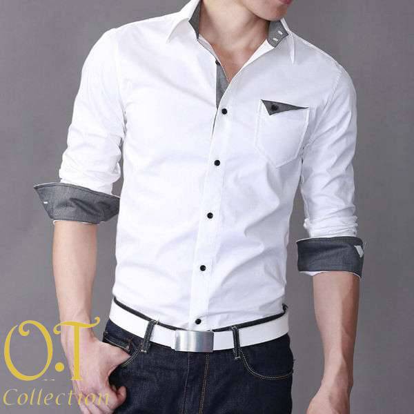Kemeja Pria model slim fit putih formal/kerja/kantor
