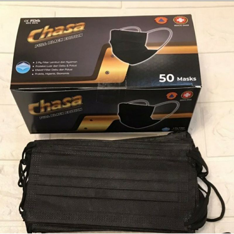 masker full black CHASA 50PC NO BOX