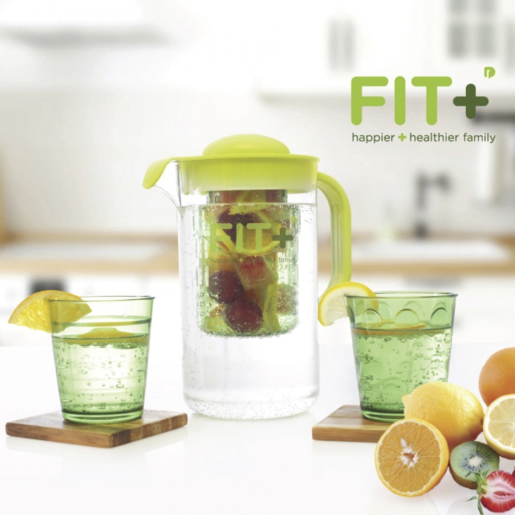 Fit + Infuser Jug Hijau - Happier & Healthier Family Jug Botol Infused Water Teko Air