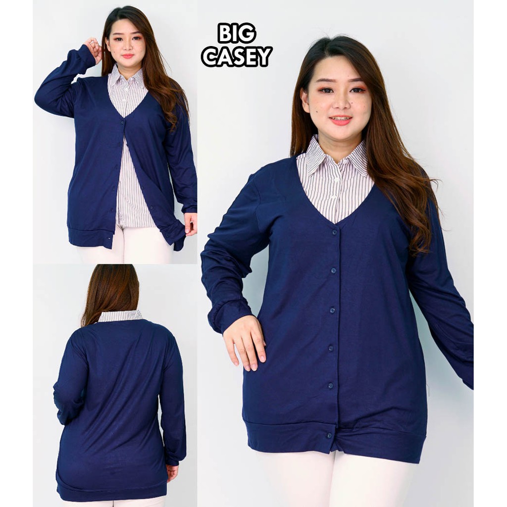 BIGCLO - (COD) LD 112cm Atasan Jumbo Big Casey Lengan Panjang Blouse Spandek Adem Bigsize