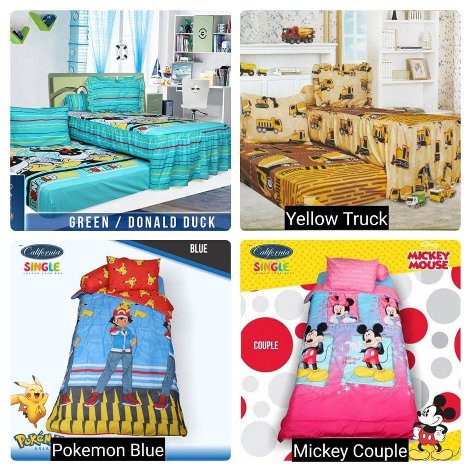 Ss Sprei California Duo 2IN1 Mix 120X200 Sorong Murah Motif Kartun Anak