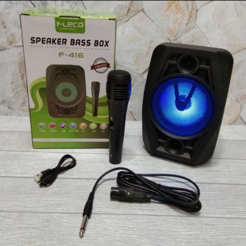 Speaker Karaoke Bluetooth Fleco 4 Inch F-416 // F-417 Free Mic