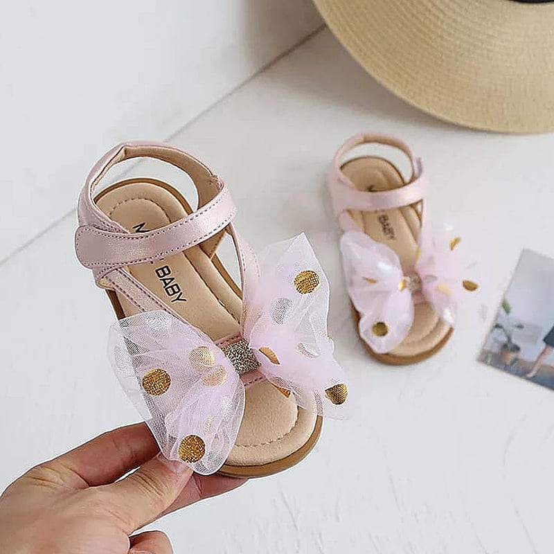 Sepatu Sandal Anak Perempuan Big Ribbon Polkadot