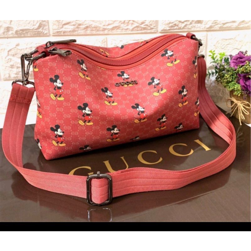 Tas selempang IMPORT Gucci Mickey MERAH TERMURAH