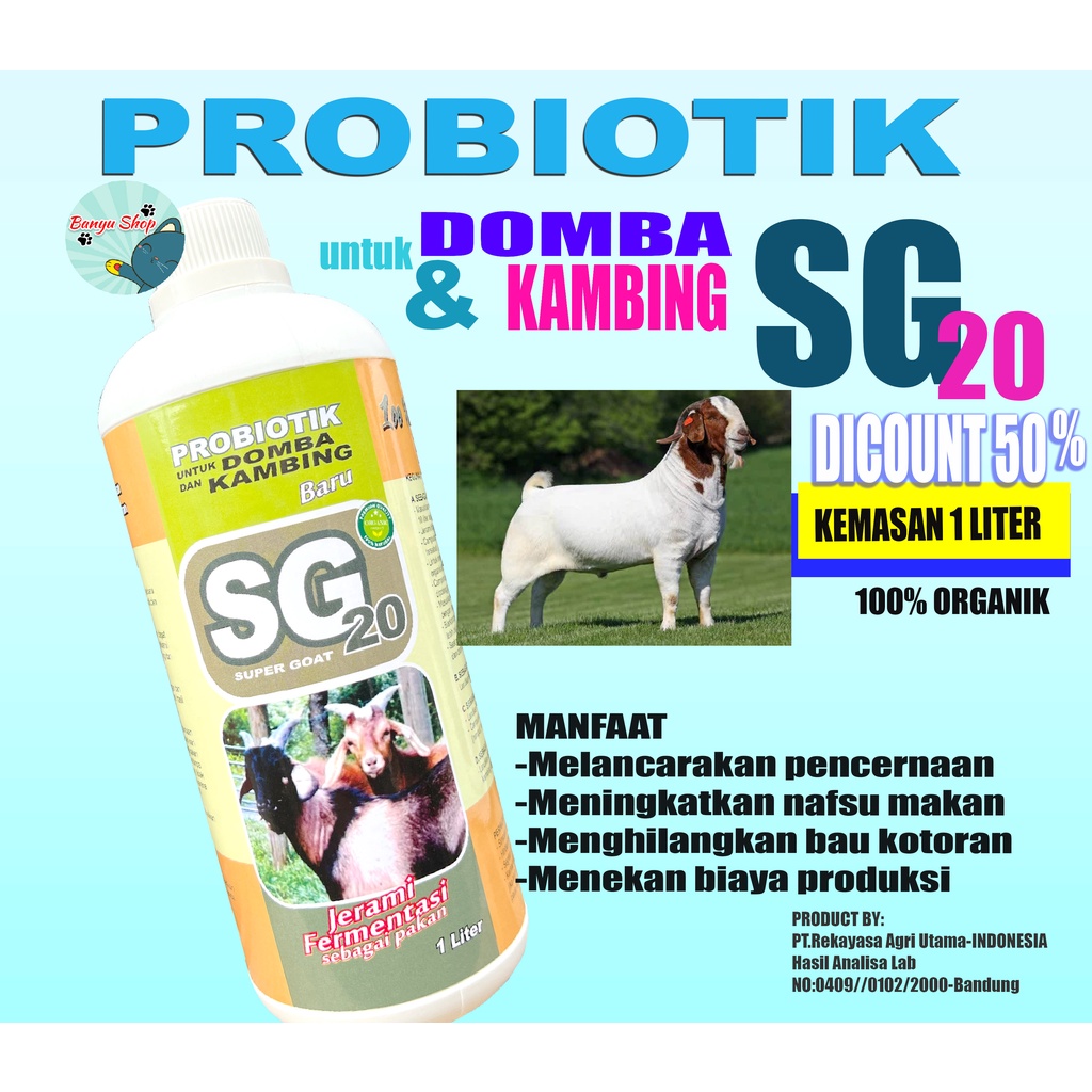 Probiotik untuk fermentasi jerami/pakan kambing dan domba SG-20-KEMASAN 1 LITER-VITAMIN DOMBA-KAMBING