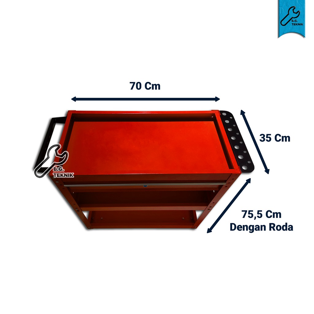 Troli Bengkel 3 Susun + Rak Perkakas Trolley Trolly Berkualitas