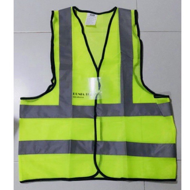 Rompi Pengaman KTP Polyester HIJAU Garis - Safety Vest Rompi Proyek Rompi Parkir Rompi Tambang