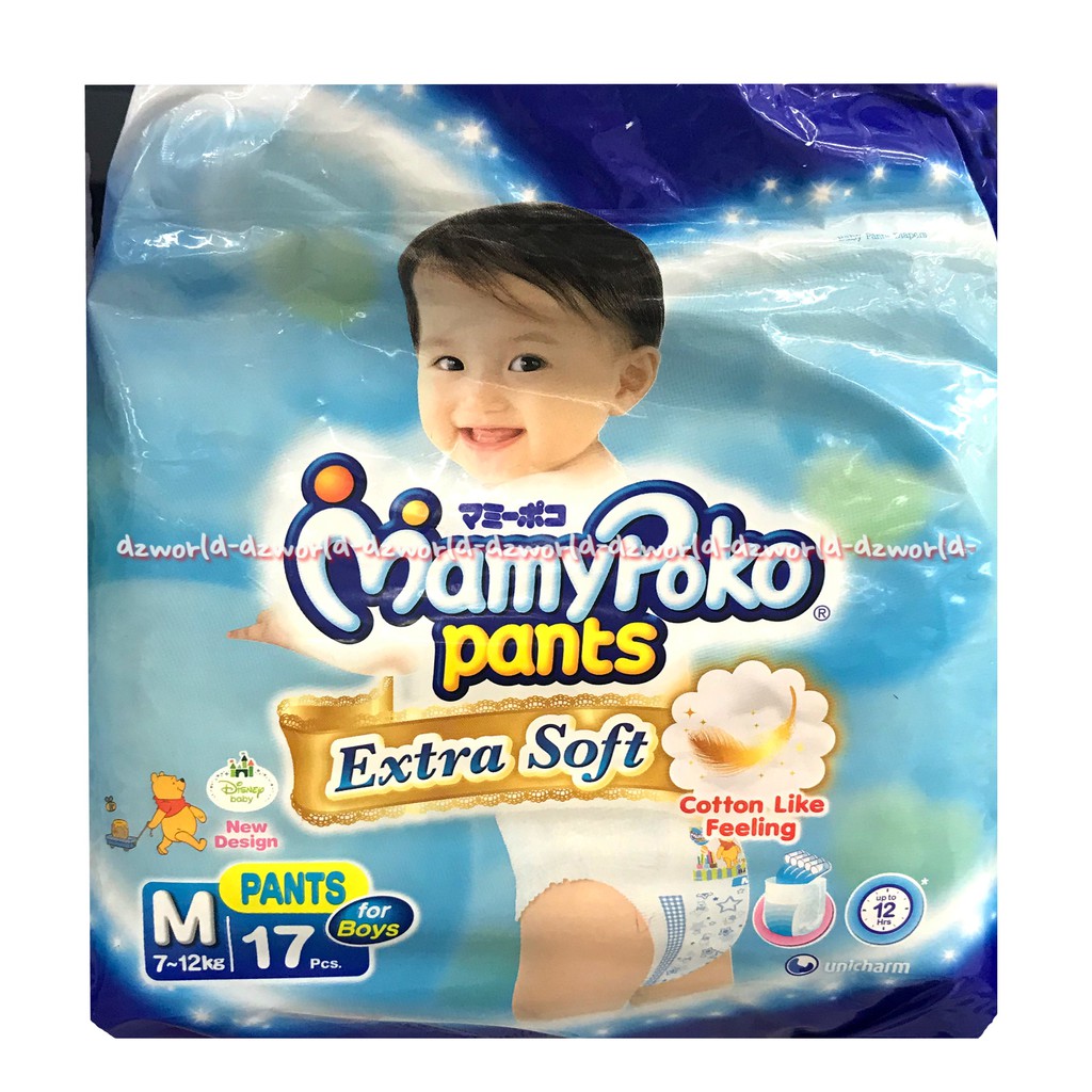 Mamypoko Pants Extra Soft Boys M Isi 17 diapers celana berdaya serap tinggi