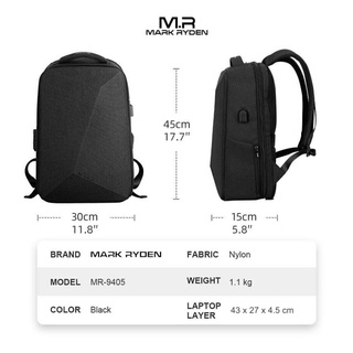 [Kepo.0] 8.Mark Ryden MR9405 Backpack Bag USB - Tas Ransel Laptop 15.6 "- BLACK