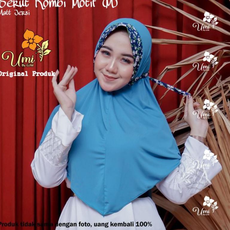 [Terlaris Today] (COD) Jilbab Serut Motif Kombinasi Hijab Serut Jokowi Murah Jilbab Instan
