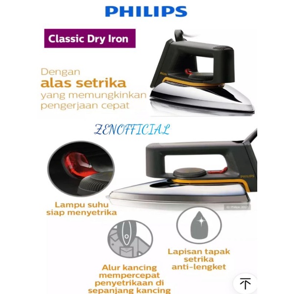SETRIKA PHILIPS ELECTRIC DRY IRON CLASSIC HD 1172 / PHILIPS HD1172 SETRIKA