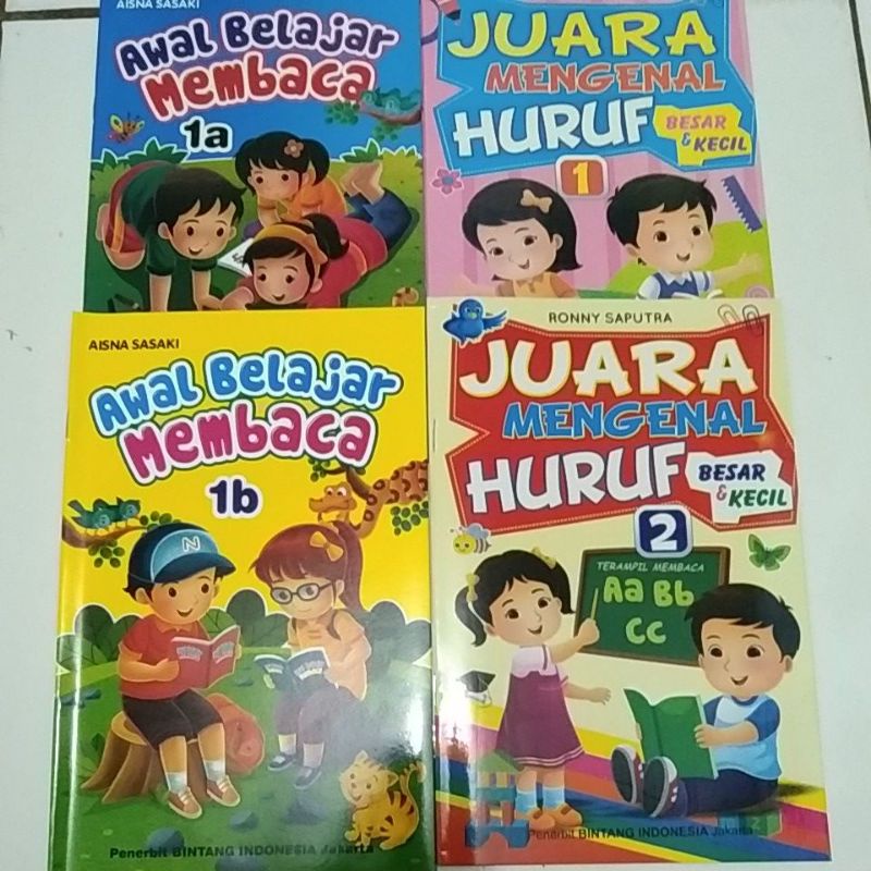 Paket belajar mebaca 4pick/awal belajar 1a dan 1b/juara mengenal huruf 1 dan2