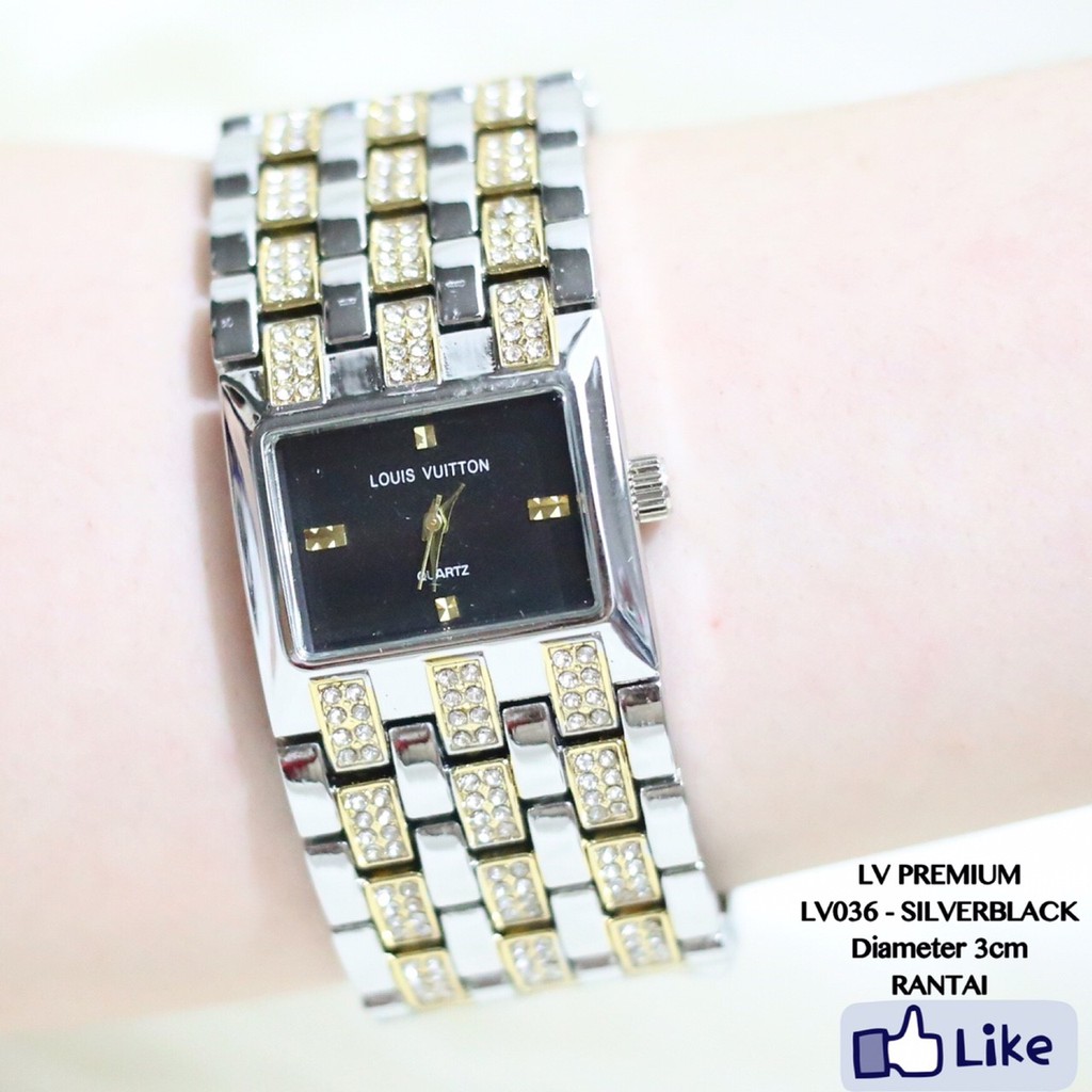 Jam tangan wanita louis vuitton LV rantai stainless diamond gold