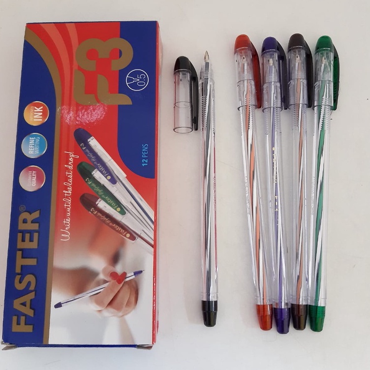 

Bolpen Faster F3 Hitam 0.5mm / Ballpoint / Bolpoin / Pena / Ballpen / Pulpen F-3 0.5mm Black