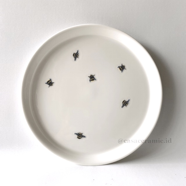  PIRING  SALAD KERAMIK  BEE ON WHITE SALAD PLATE Shopee 