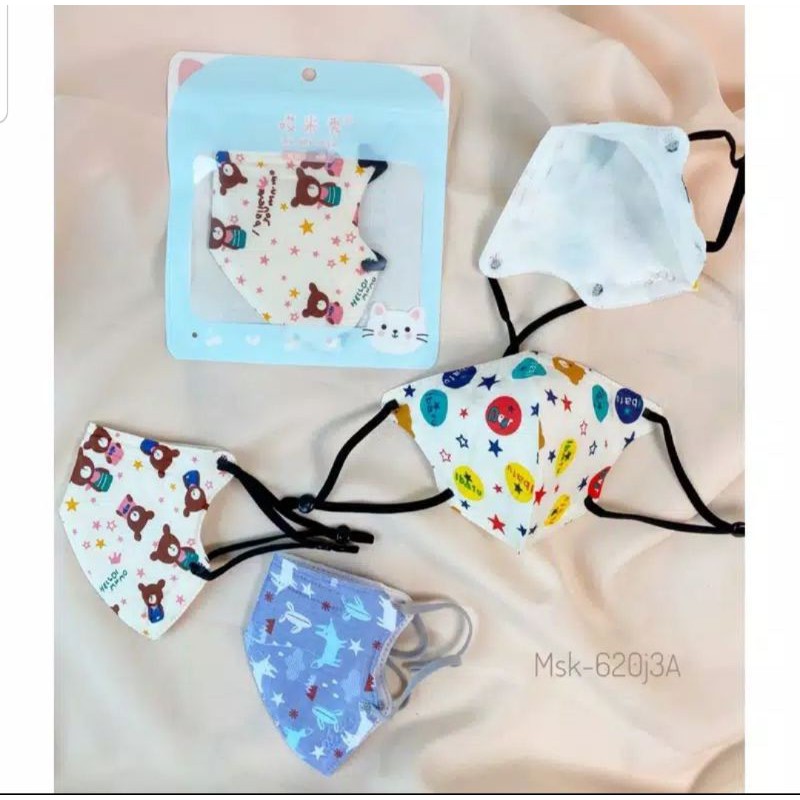 masker anak kain balita motif  bisa diadjustable / reuseable